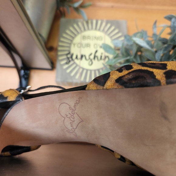 Sam Edelman 💜 Mckenna Leopard Platform Stilleto Ruched T-Strap Peep Heels 6.5 M - Picture 10 of 11